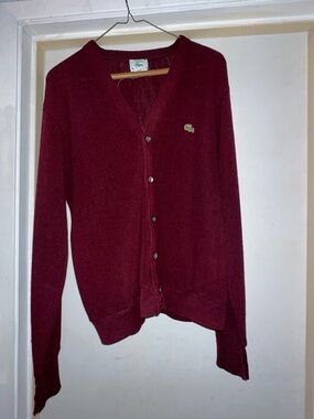 Izod Women's Burgundy V-Neck Button Cardigan